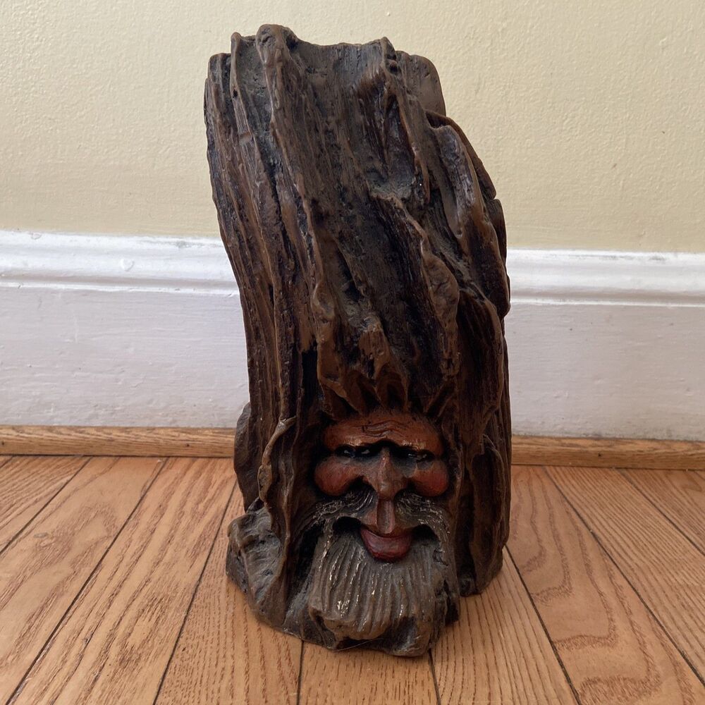 60's German Hand Carved Bearded Spirit Face In Tree Johann Gunter Candle/Holder